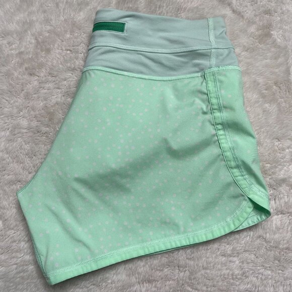 Lululemon Women's Petit Dot Fresh Teal Fresh Teal Groovy Run Shorts Size 4 - Picture 3 of 8